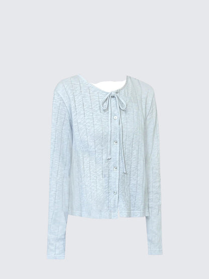Misty Blue Tie Knit Cardigan Women
