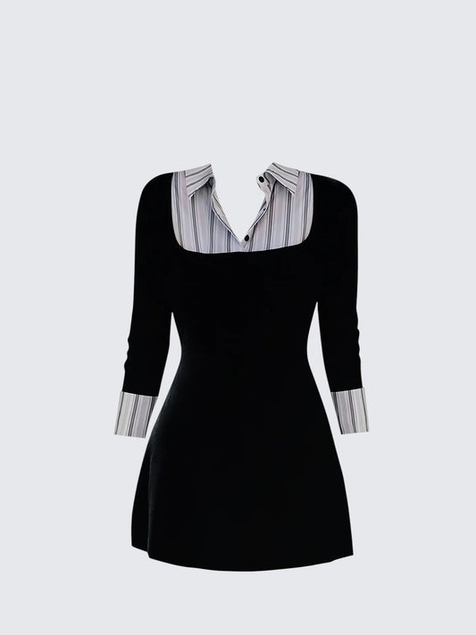 Preppy Fake Two-Piece Polo Dress