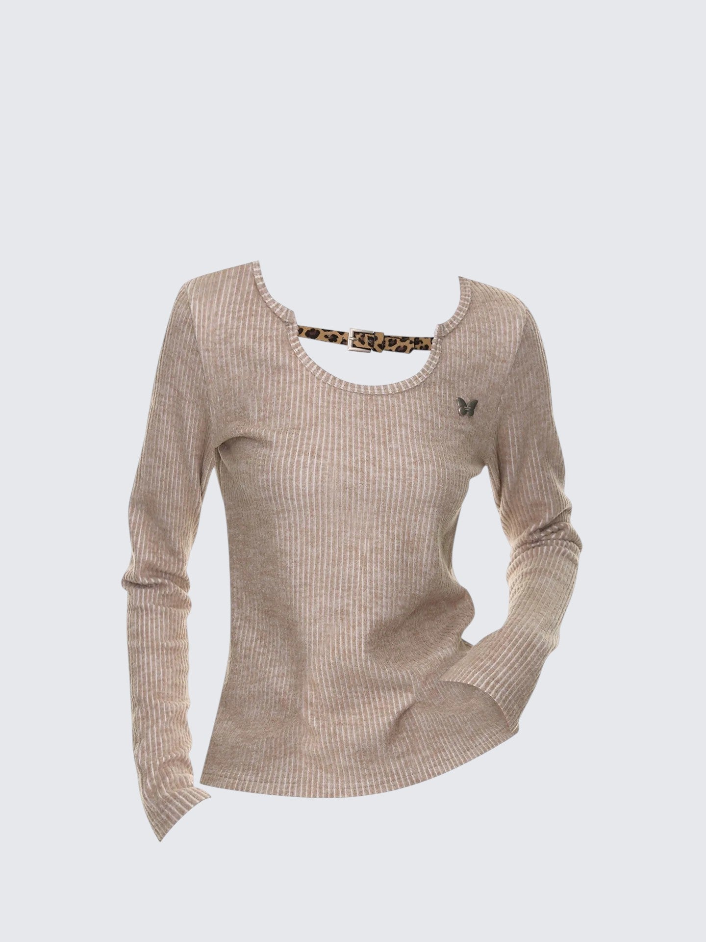 Vintage Leopard Button Long Sleeve Top