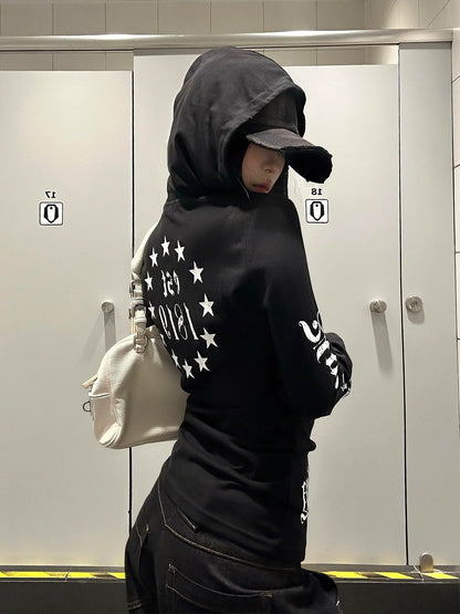 Y2K Sun Protection Hooded Long Sleeve Punk Top