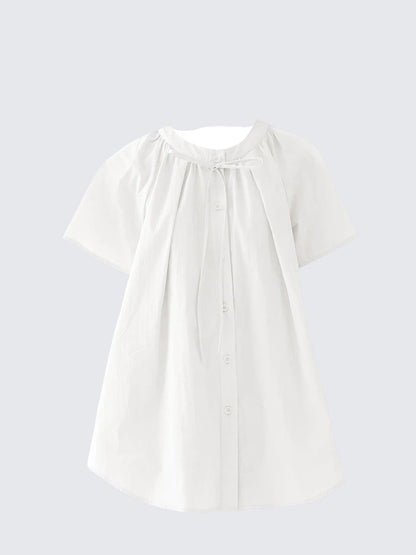 French Bow Tie Round Neck Top