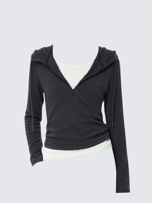 Half Zip Layered Hoodie Women