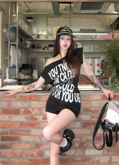 Summer Stretchy Letter Print Bodycon T-Shirt Dress