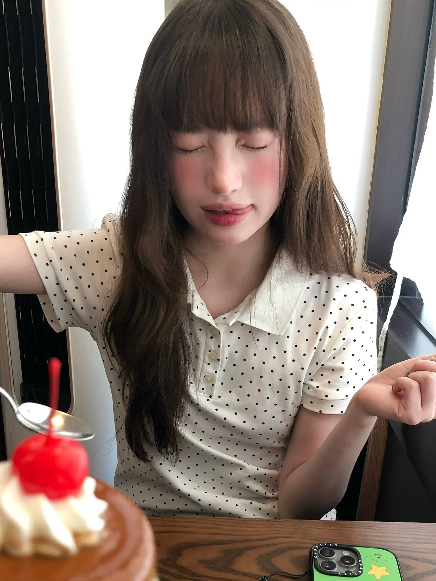 Vintage Polka Polo Top for Summer