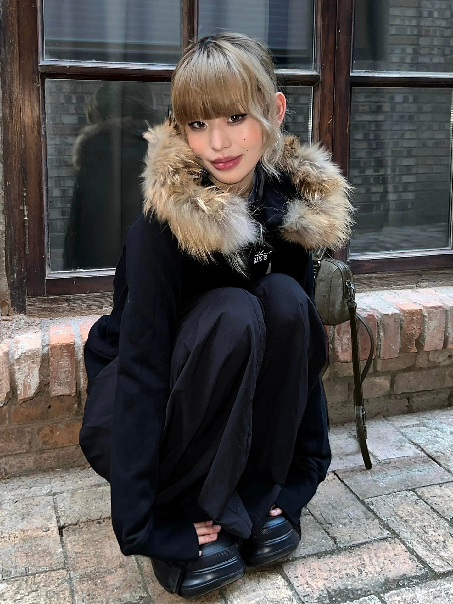 American Fitted Fur Collar Hoodie 2025 Autumn-Winter Zip-Up Crop Outerwear