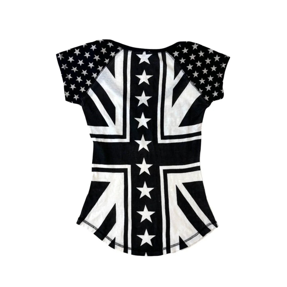 Star Print Asymmetrical Subculture Y2K E-girl Light Subculture American Retro Star Print Short Sleeve Top