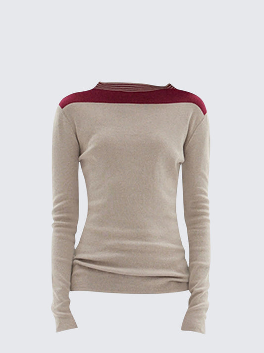 Striped Patchwork Knit Top Women