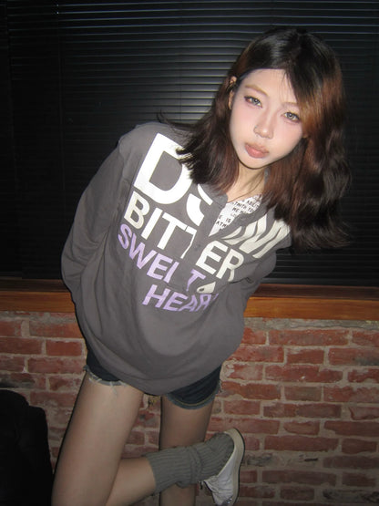 American Vintage Long Sleeve Tee Comfortable Henry Collar