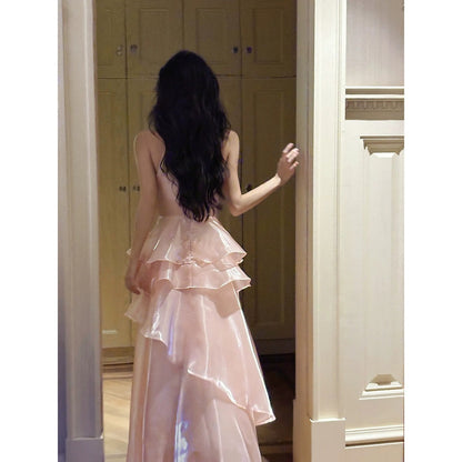 Pink Ruffle Chanel-Inspired Gown Prom Dress