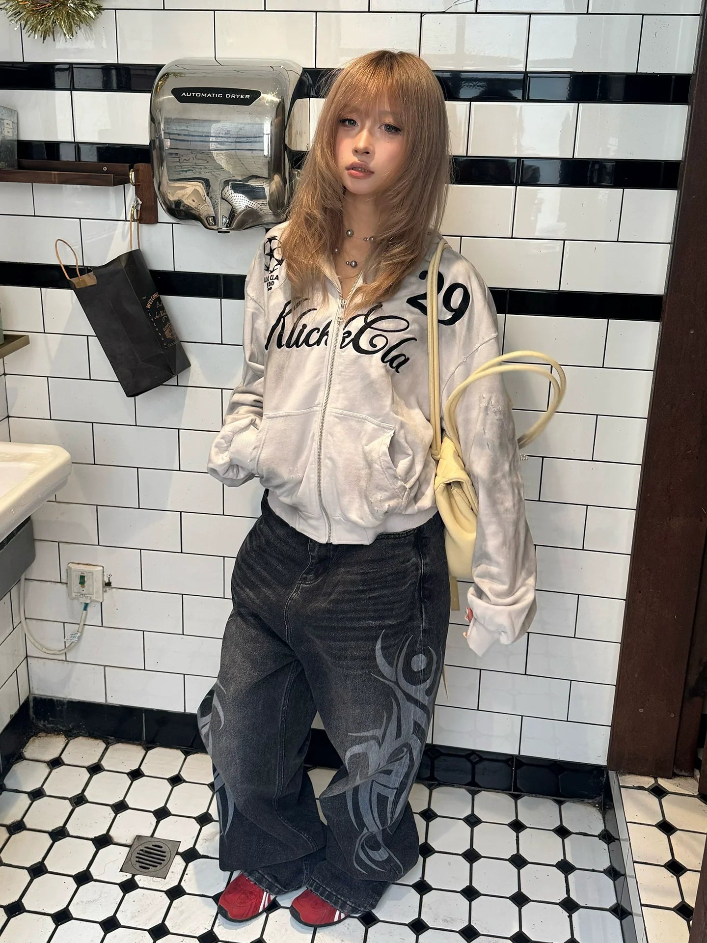 Retro Distressed Embroidered Hoodie