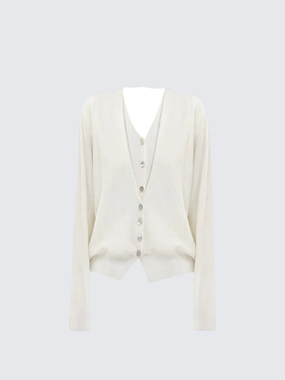 Layered V-Neck Knit Cardigan Women