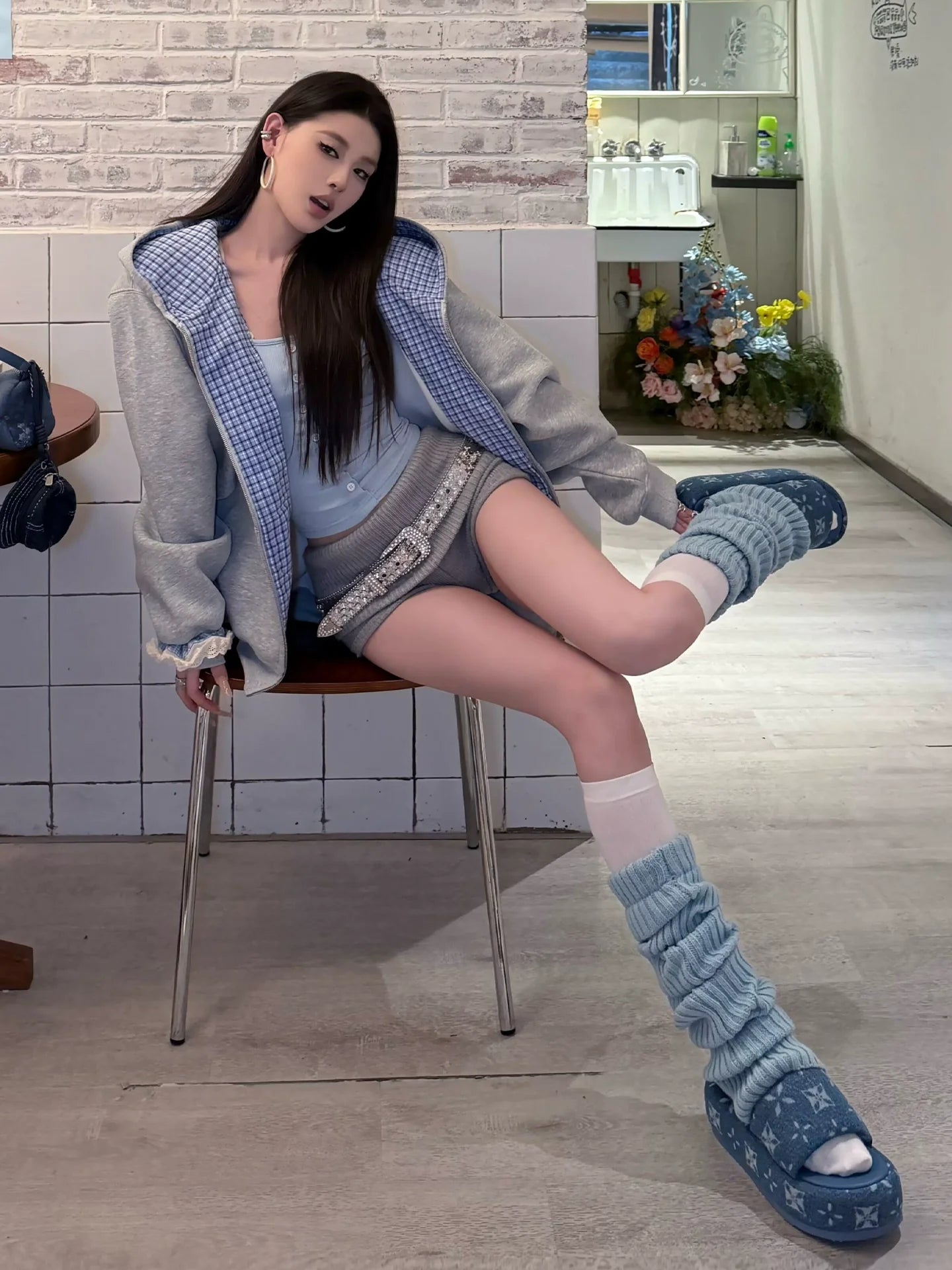 American Vintage Plaid Patchwork Hoodie Jacket 2025 Autumn-Winter Zip-Up Outerwear