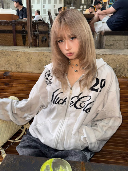 Retro Distressed Embroidered Hoodie