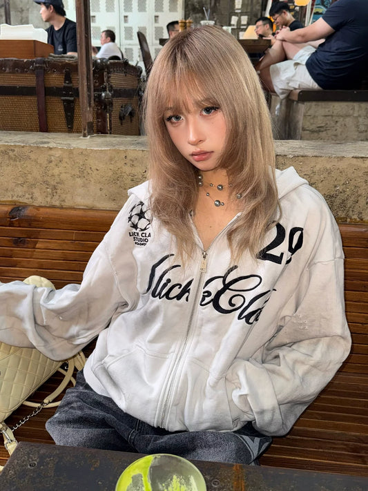 Retro Distressed Embroidered Hoodie