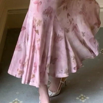 French Pink Luxury Printed Birthday Mermaid Gown Dress