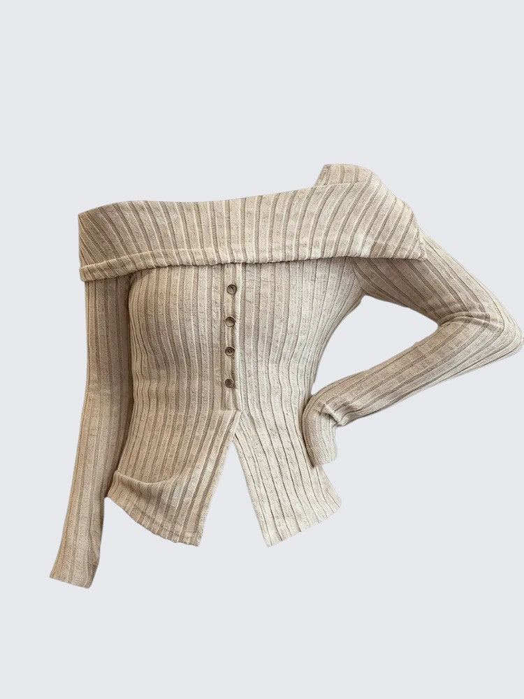 Smart Off-Shoulder Knit Sweater