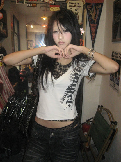 Leopard V Neck Layered Tee