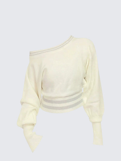 Soft One-Shoulder Crop Knit