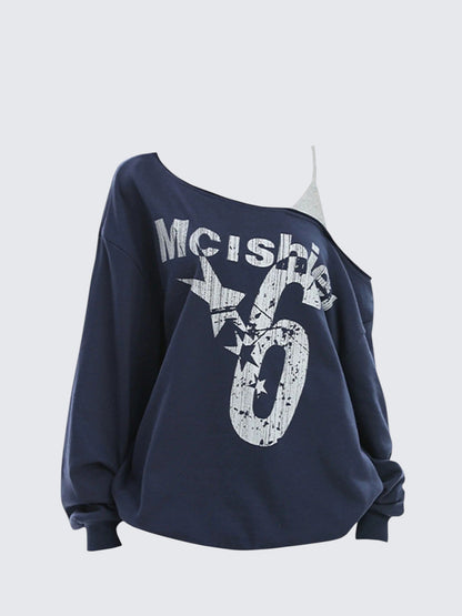 American Girl Asymmetrical Letter Hoodie