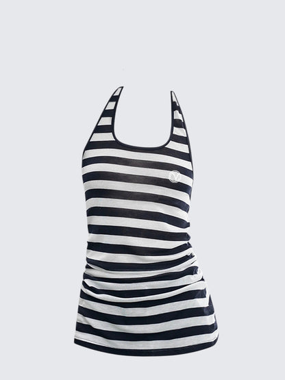 American Black & White Striped Back Tank Top