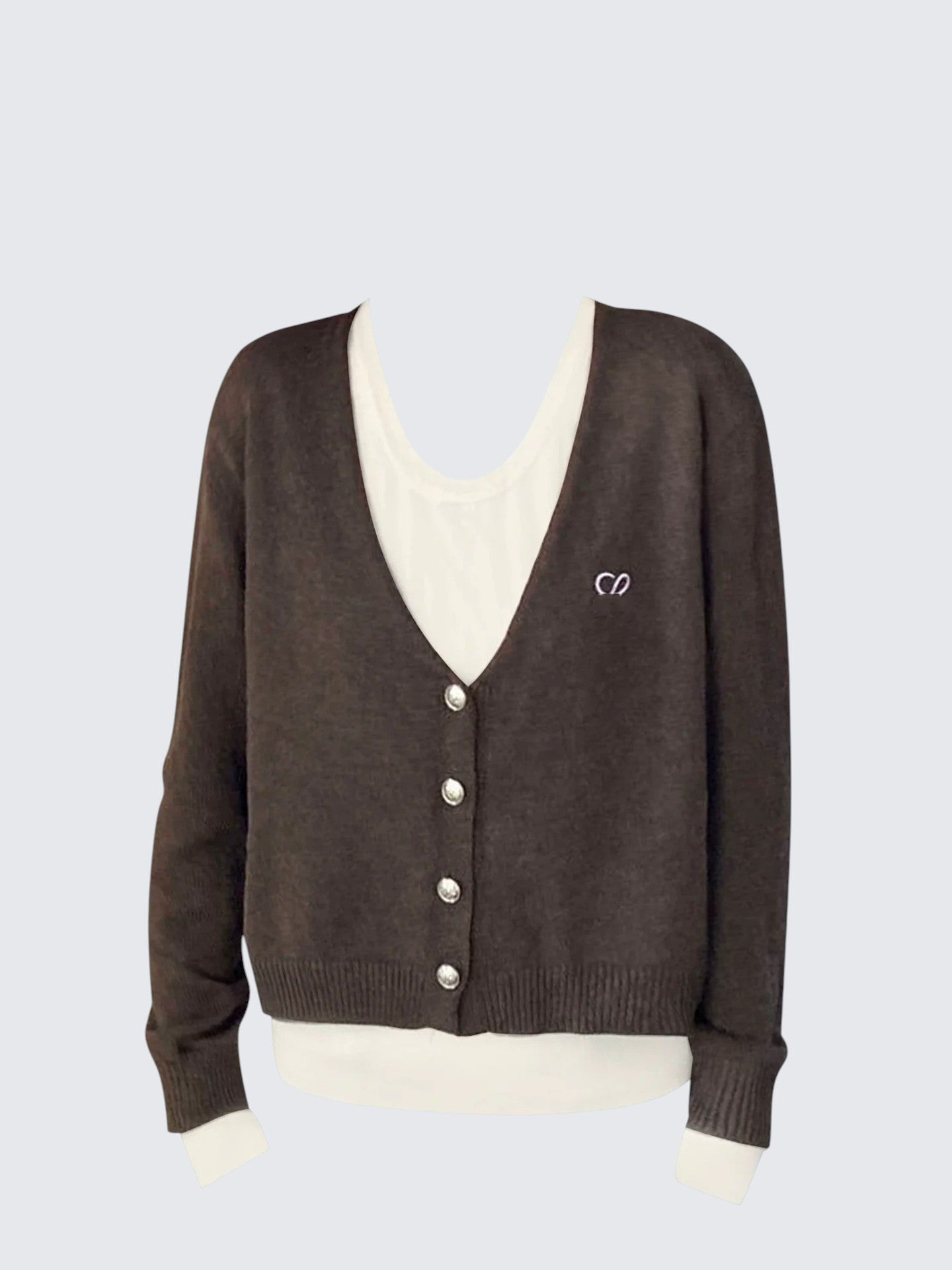 Academy Fake Two Piece V-neck Knit Cardigan