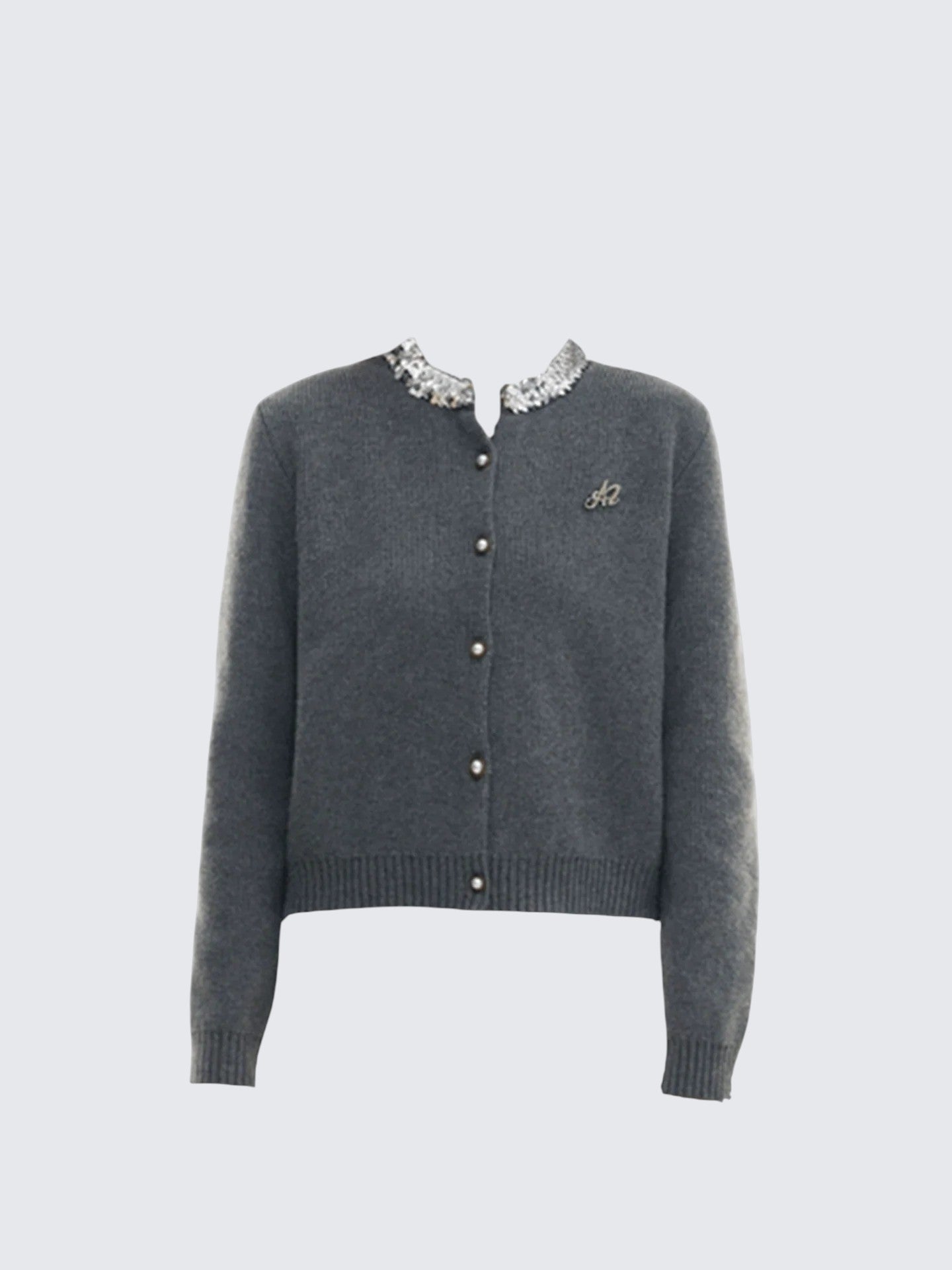 Grey Sequin Knit Cardigan Women