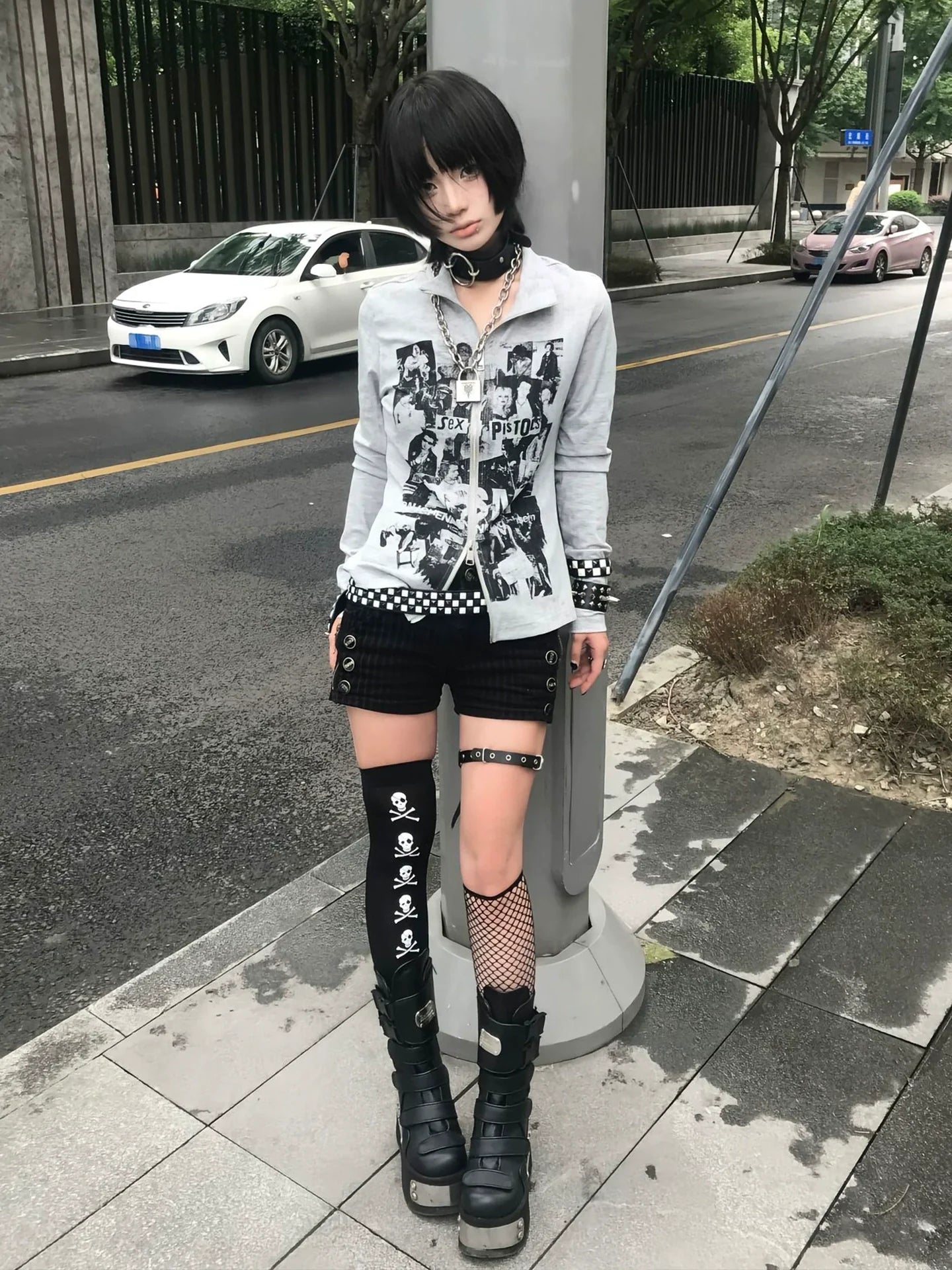 Punk Y2K Visual Kei Sheer Cardigan Early Autumn Slim Fit Long Sleeve Vintage Top