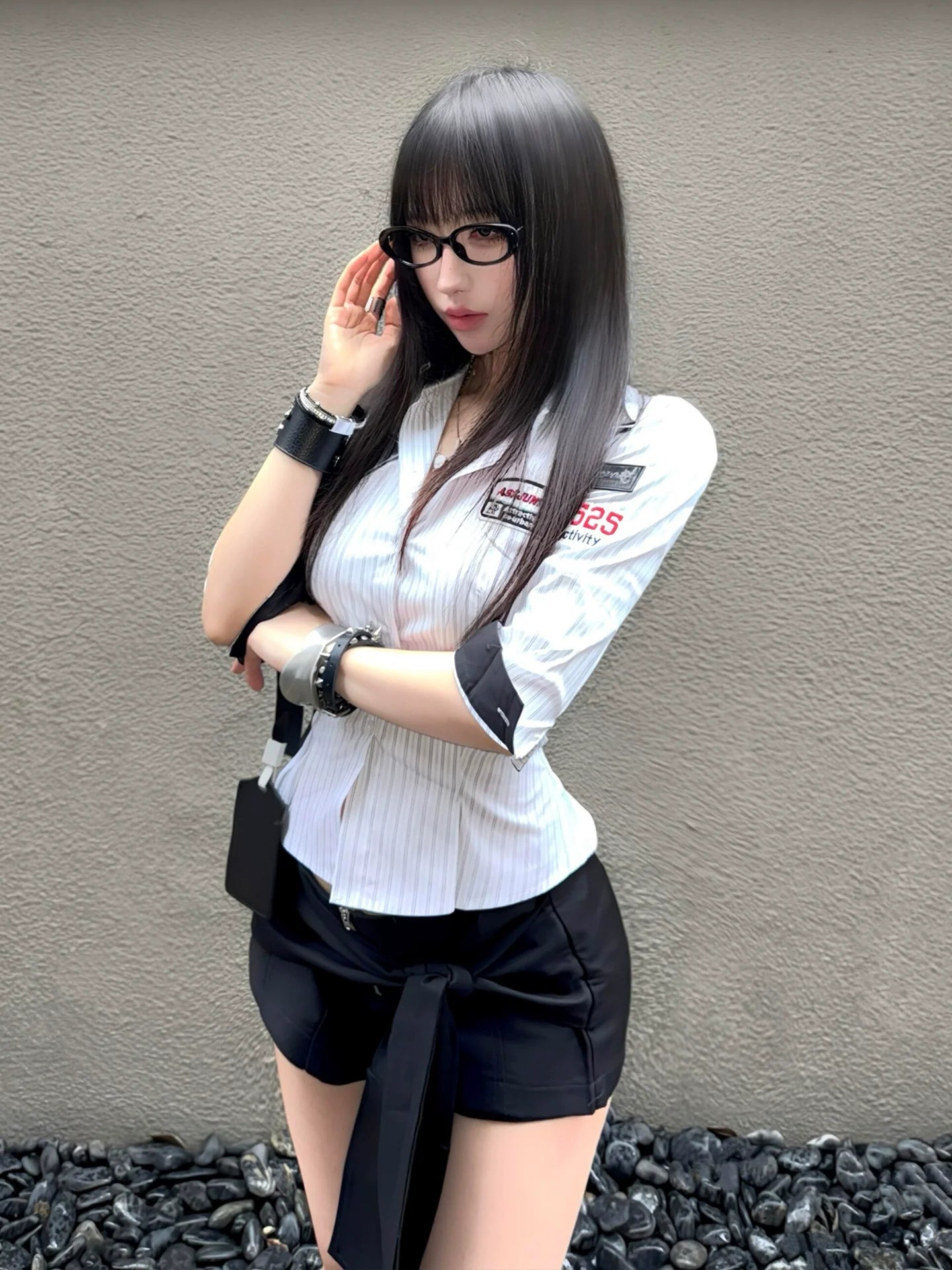 Sporty Baseball Striped Short Sleeve Shirt