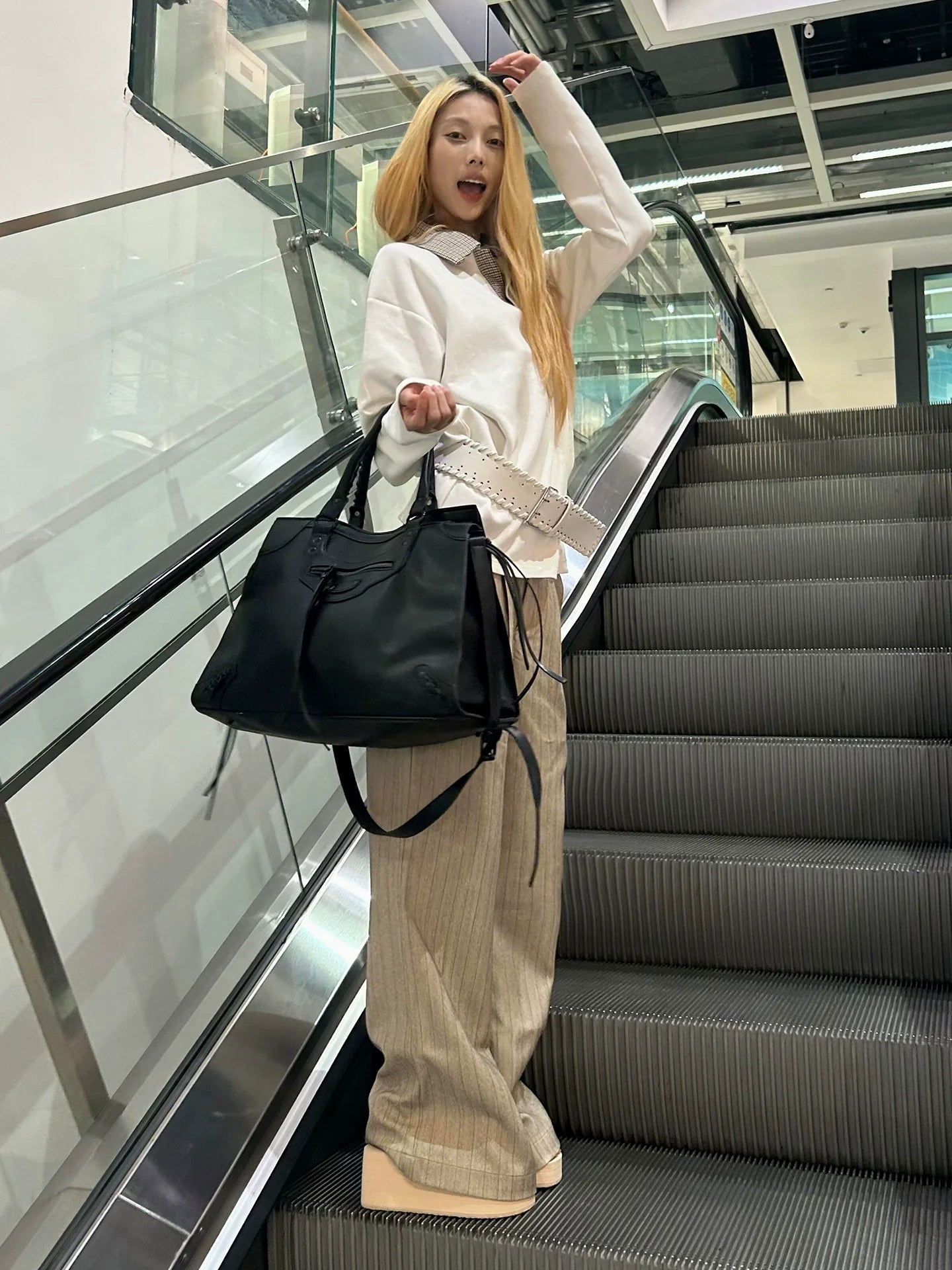 Houndstooth Polo Long Sleeve Tee Old Money Textured Air Layer Top