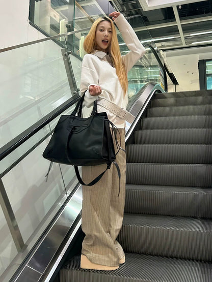 Houndstooth Polo Long Sleeve Tee Old Money Textured Air Layer Top