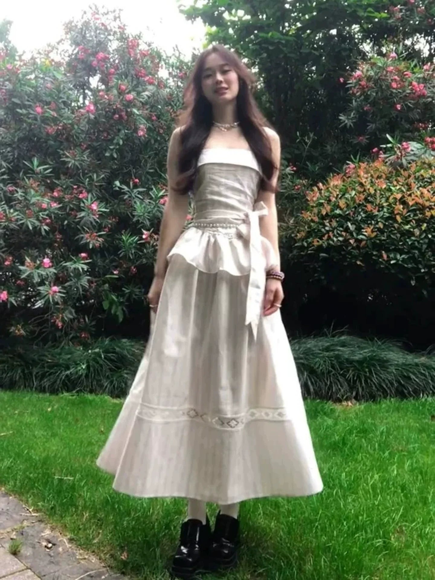 Sweet Pink Stripe Tube-Top Slip Dress for Vacation