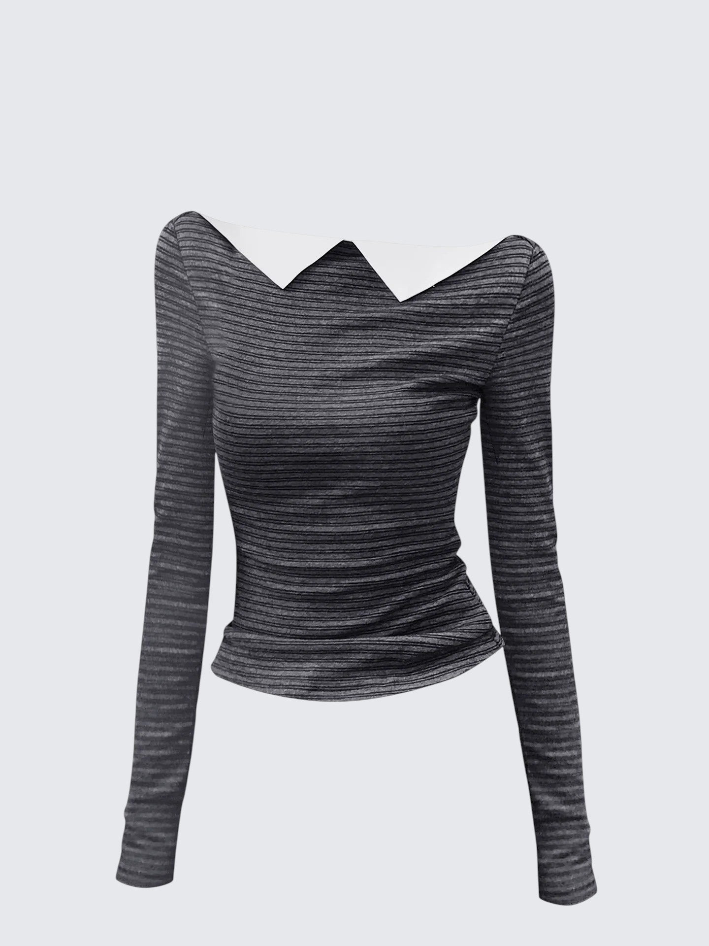 Korean Striped Colorblock Knit T-shirt