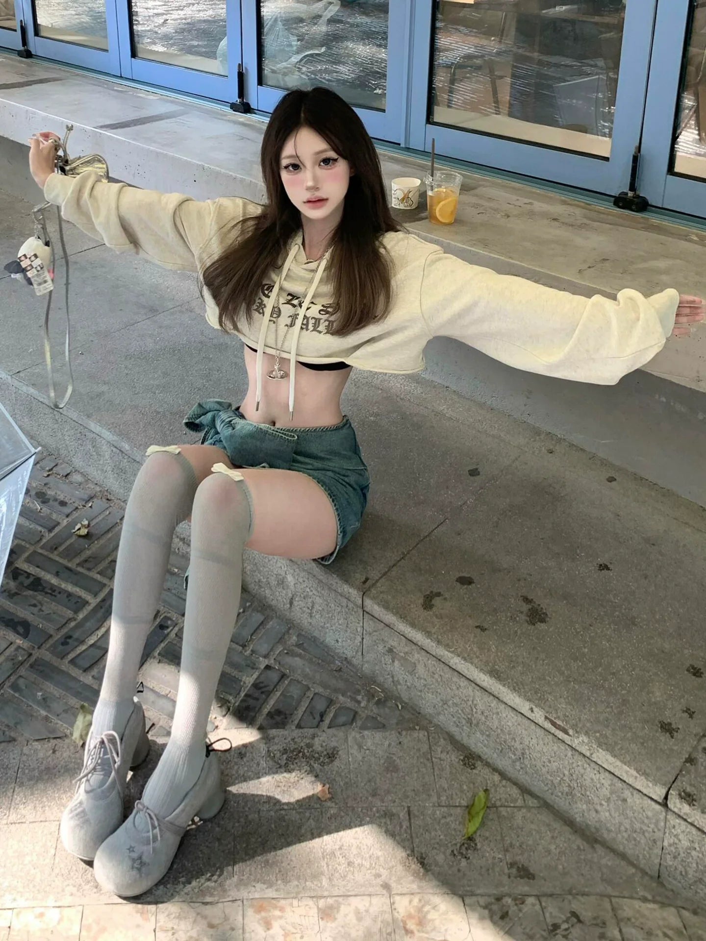 American Girl Cropped Hoodie