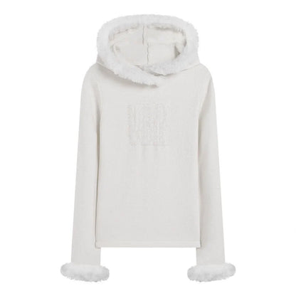 White Plush [German Velvet Warm] Subculture Y2K E-girl Abi American Retro Light Subculture Hooded Sweatshirt