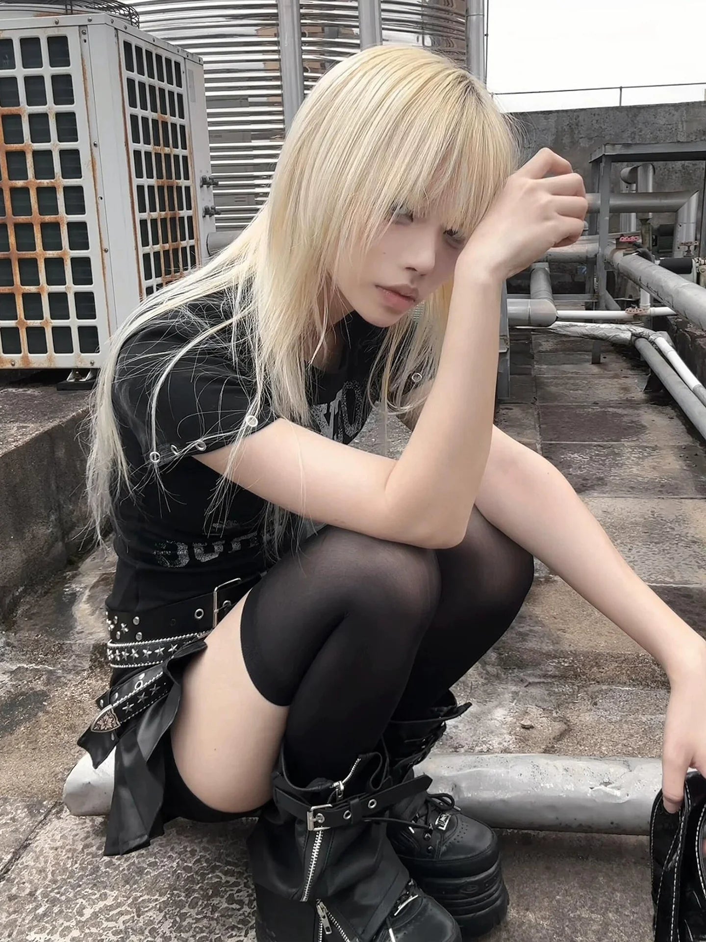 Y2K Skull Print Short Sleeve Top for Summer