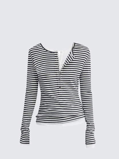 Vintage Stripe Henley Tee