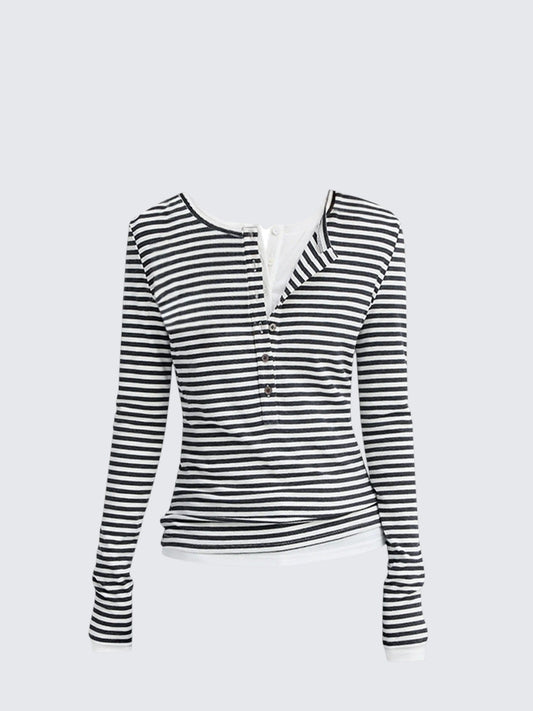 Vintage Stripe Henley Tee