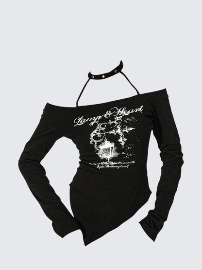 Halter Off Shoulder Baddie Tee Women