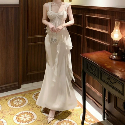 French Lace Floral Asymmetrical Top and Satin Mermaid Skirt Set