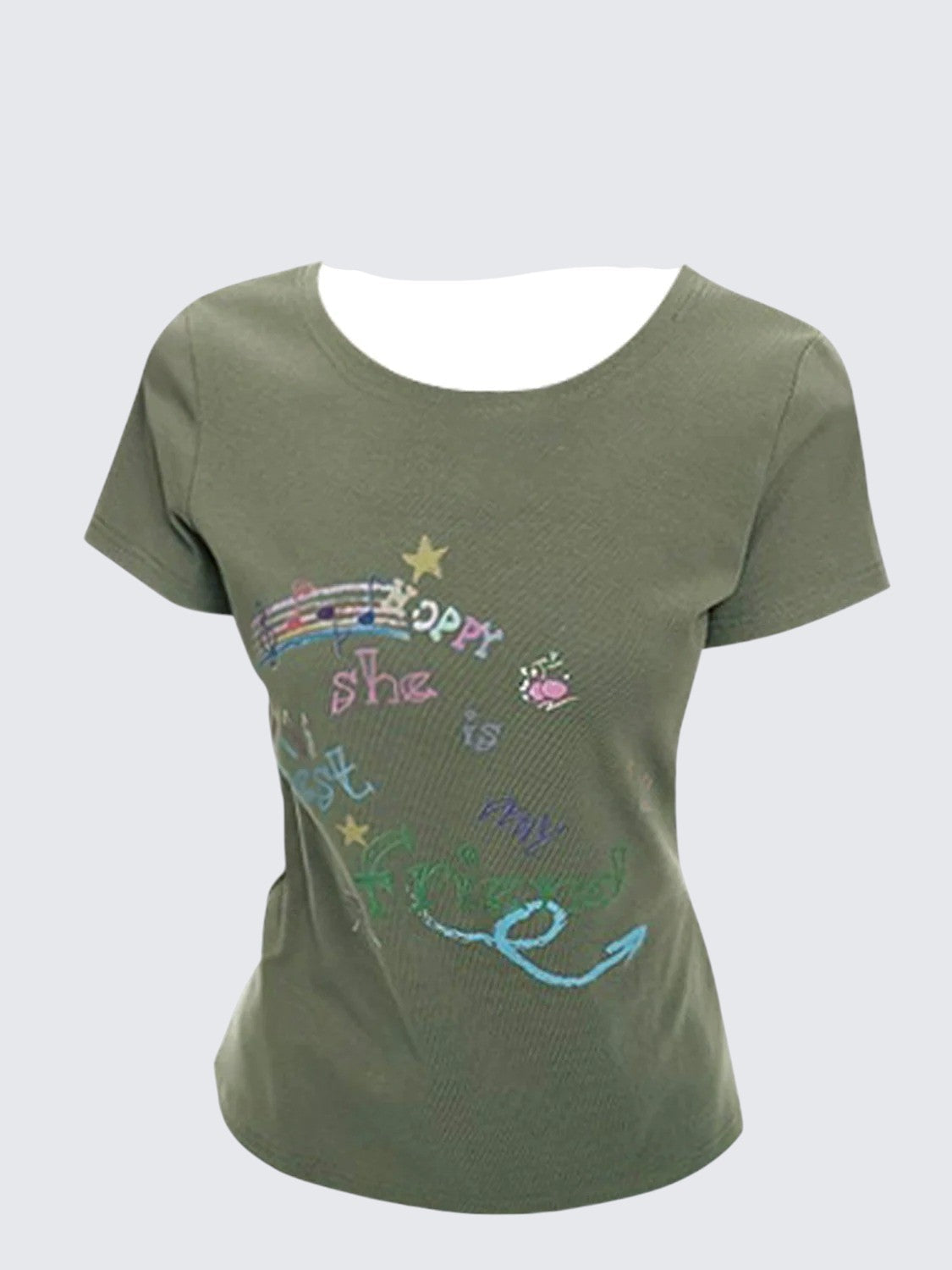 Vintage Cotton Crew Neck Short Sleeve Top