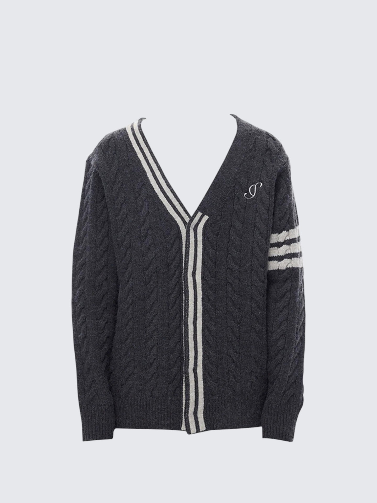 Preppy Asymmetric Striped Cardigan