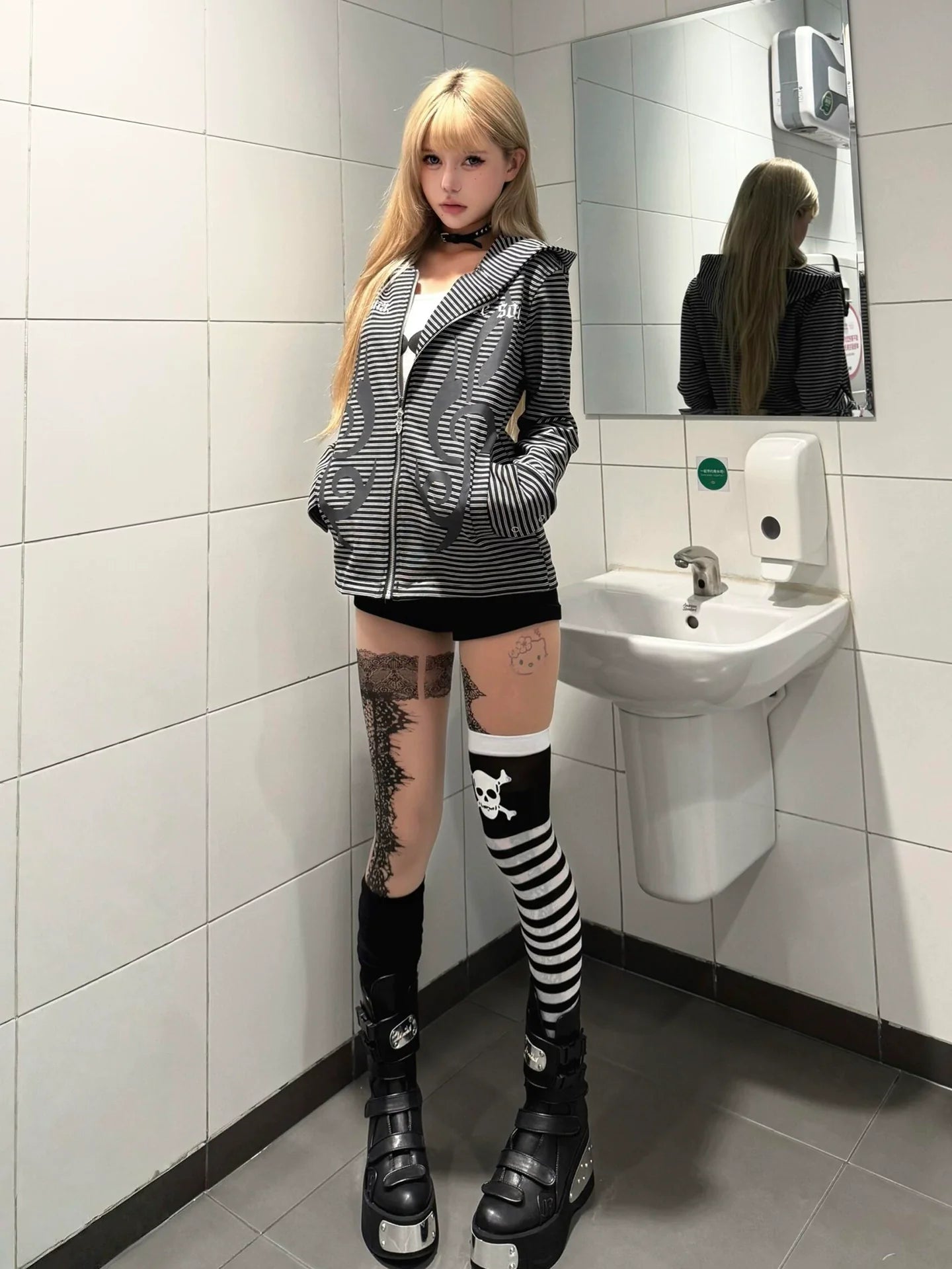 Visual Kei Slim Fit Hoodie Autumn-Winter Zipper Pullover Visual Kei Punk Top