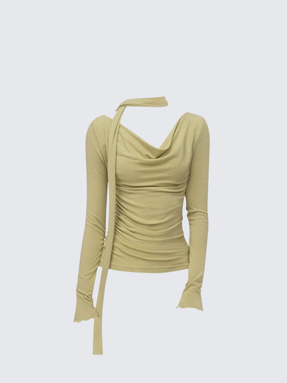Draped Tie Knit Long Sleeve Top Women