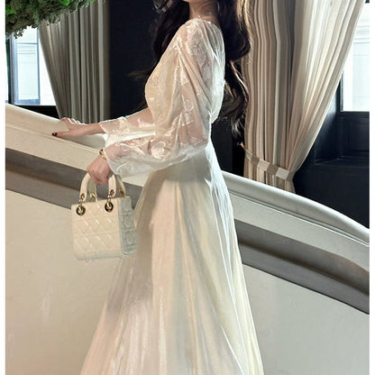 French Chiffon Floral Resort Gown Dress