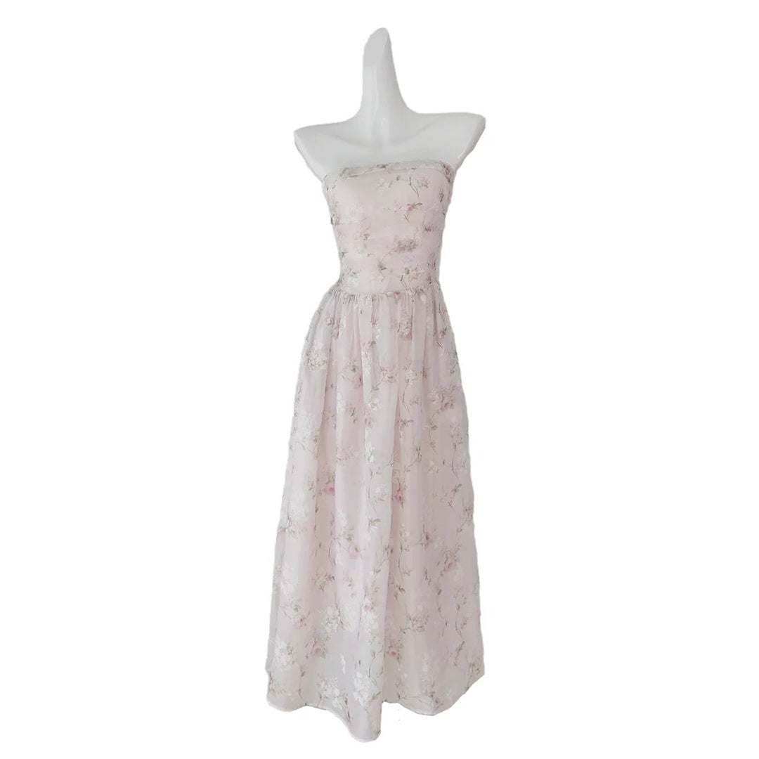 Floral Tale Strapless Floral Removable Strap Gown Dress