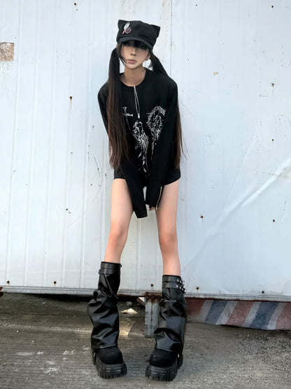 Visual Kei Cross Half Zip Tee