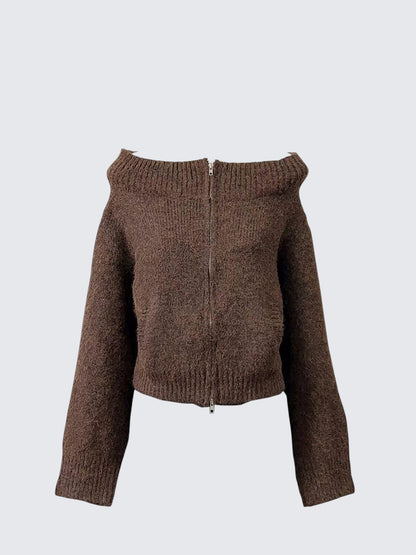 Medela Off-Shoulder Crop Cardigan