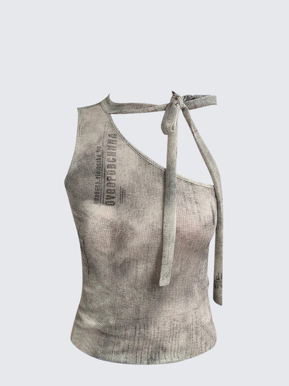 Off-Shoulder Halter Lace-Up Cami Top