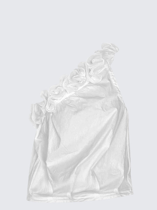 French Floral Ruffle Halter Top