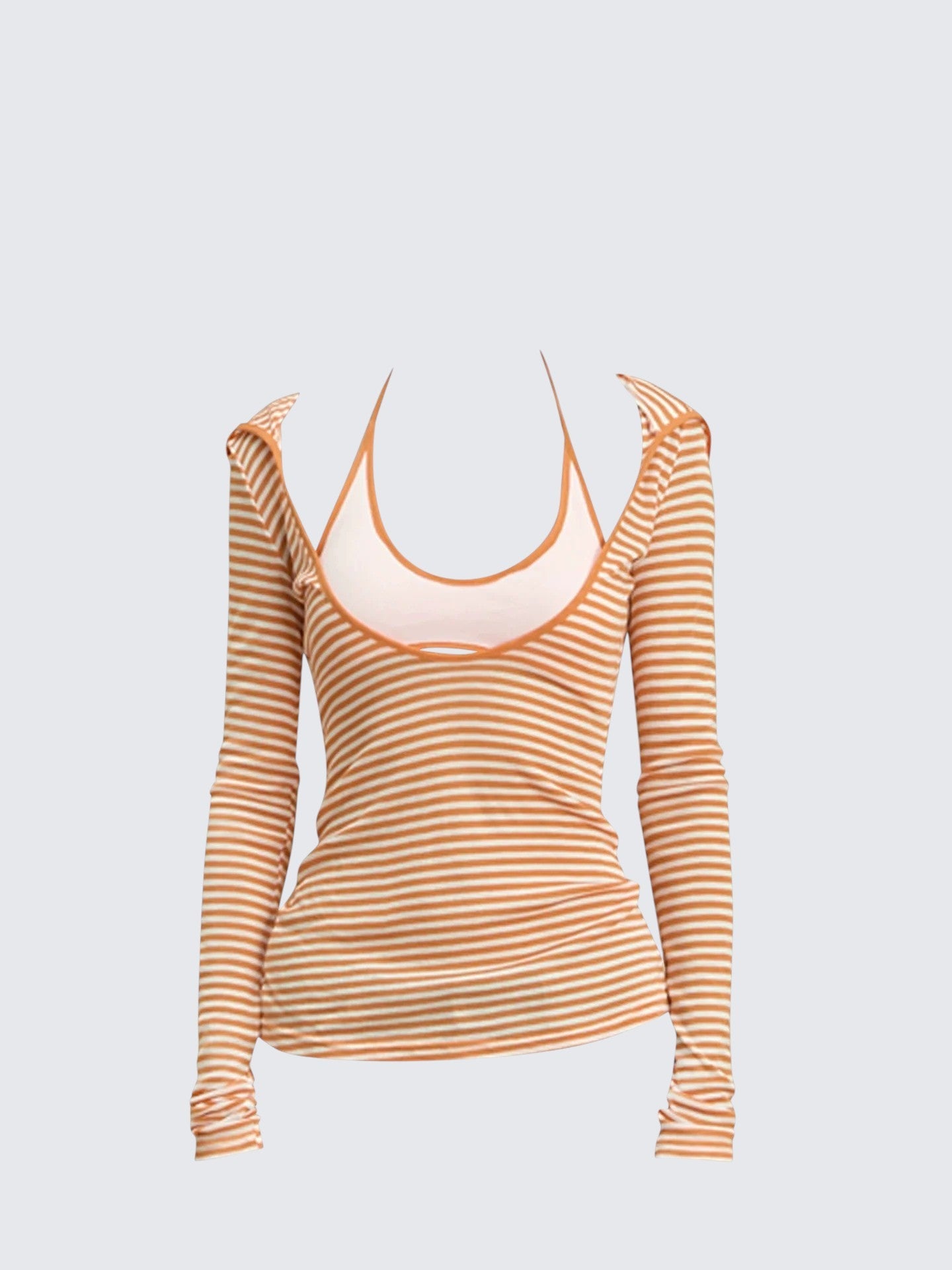 Orange Stripe Hoodie Tee Women